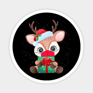 Christmas 2020 Cute Reindeer Face Mask Santa Hat Quarantine Magnet